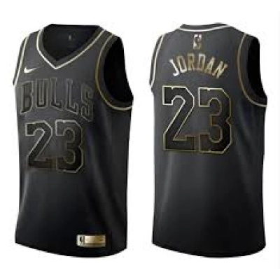Regata Preta e Dourada do Chicago Bulls Jordan Nº 23 01