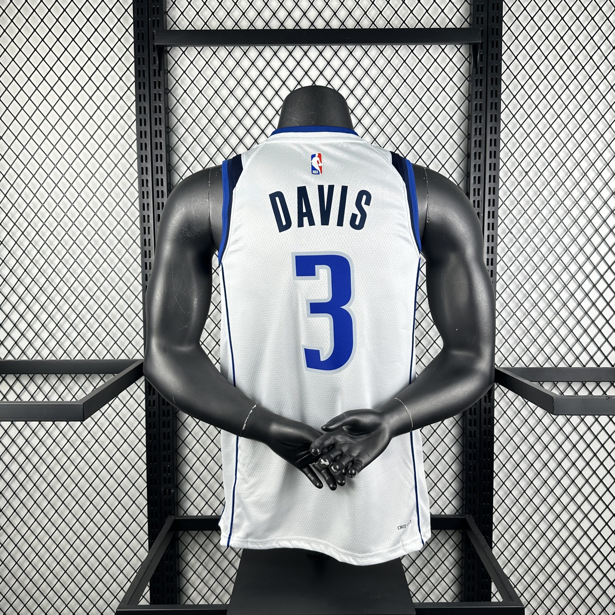 Regata Home Branca e Azul do Dallas Mavericks Davis Nº 3