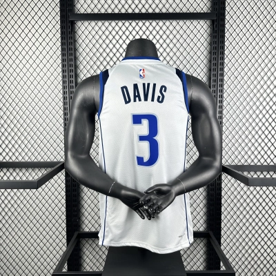 Regata Home Branca e Azul do Dallas Mavericks Davis Nº 3 02