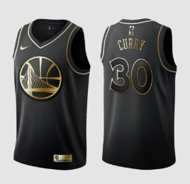 Regata Preta e Dourada do Golden State Warriors Curry Nº 30