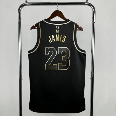 Regata Preta e Dourada do Los Angeles Lakers LeBron James Nº 23 02
