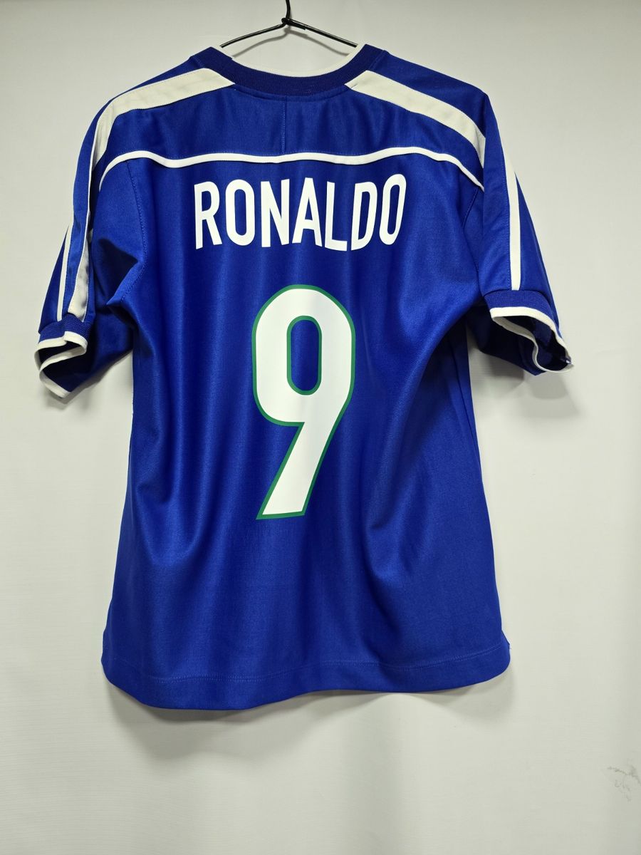 Camisa Retrô Away Azul do Brasil 1998 Ronaldo Nº 9