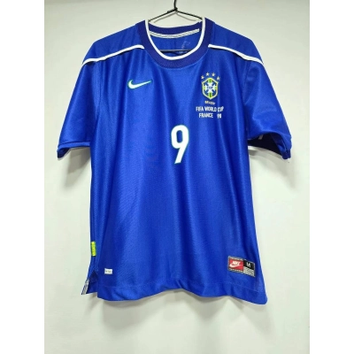 Camisa Retrô Away Azul do Brasil 1998 Ronaldo Nº 9 02