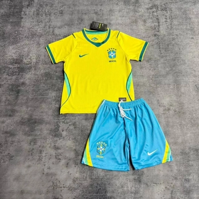 Kit Infantil Home do Brasil 2026 Amarelo com Shorts 02