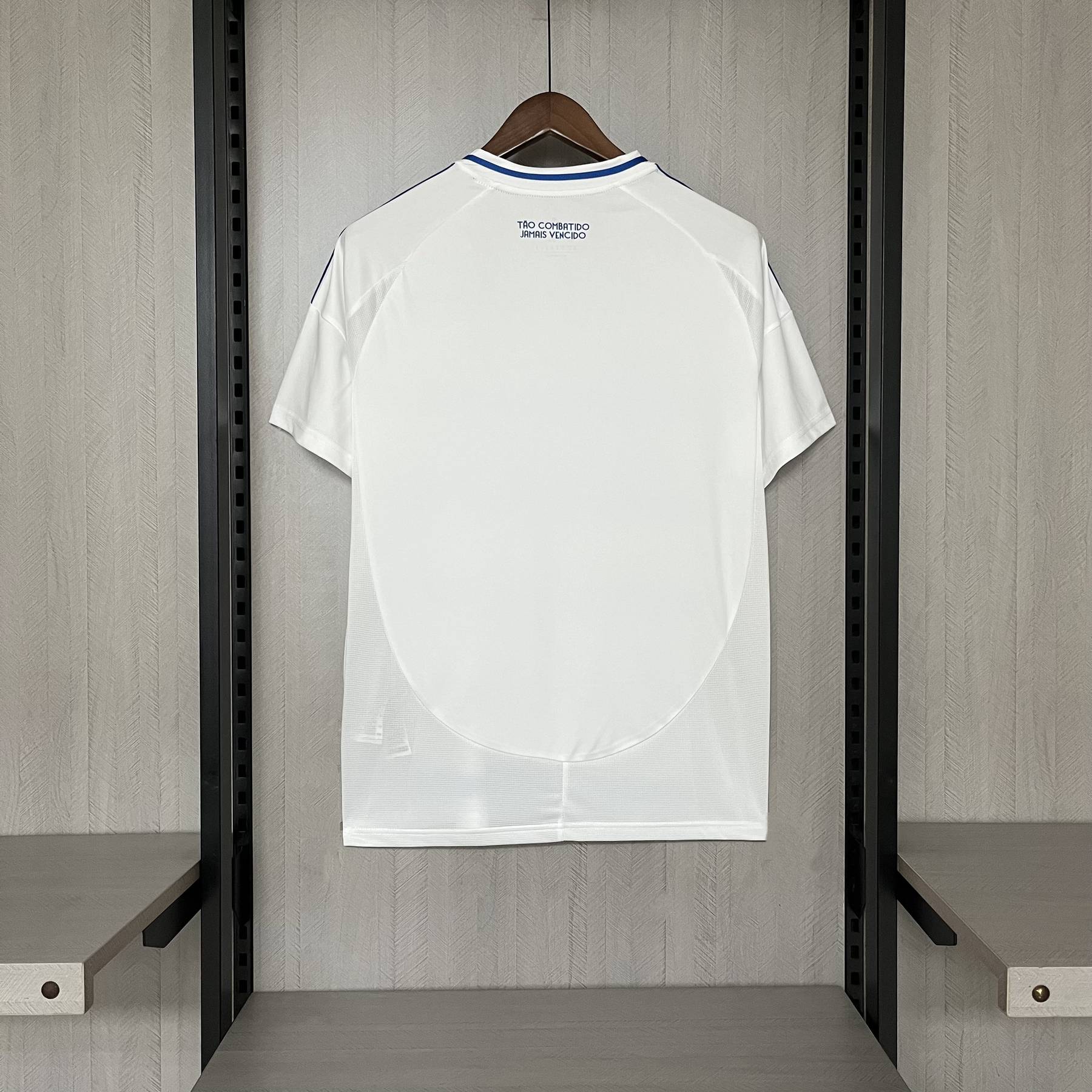 Camisa Torcedor Away Branca com Listras Azuis do Cruzeiro 2025/26