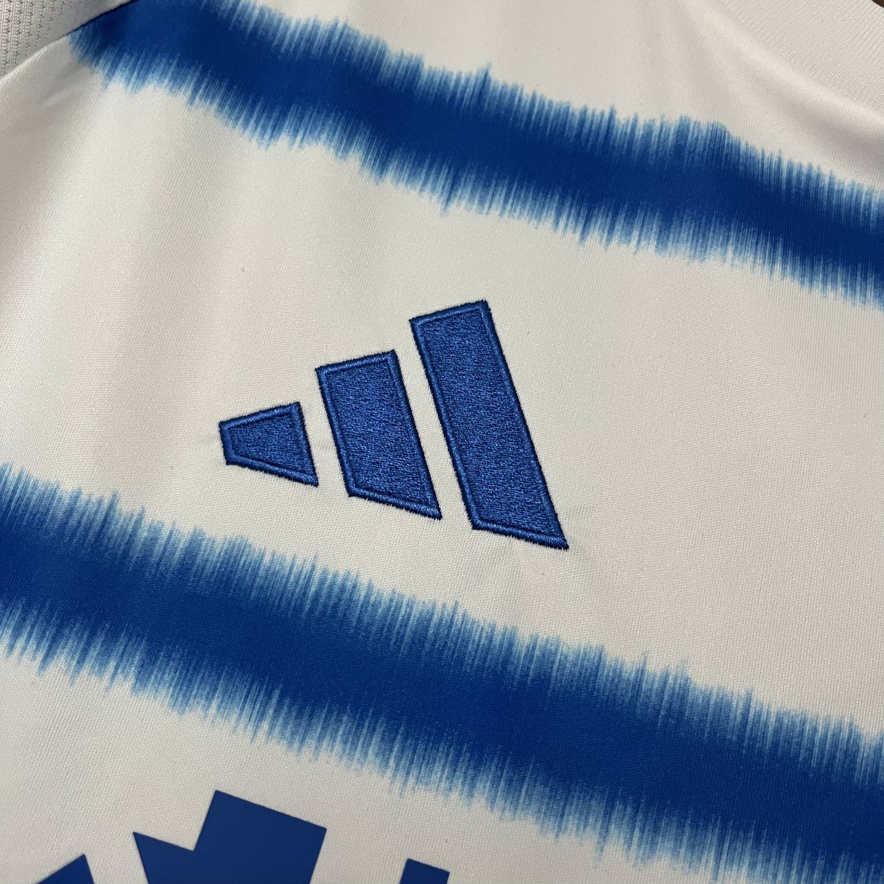 Camisa Torcedor Away Branca com Listras Azuis do Cruzeiro 2025/26