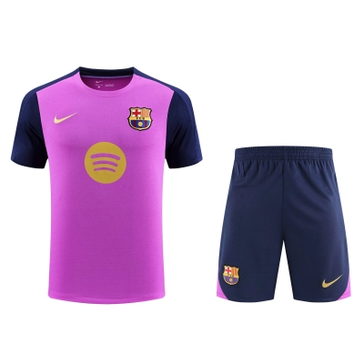 Kit de Treino Barcelona Masculino 25/26 Torcedor Rosa e Azul-Marinho 01