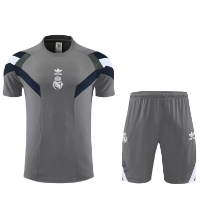 Kit de Treino Real Madrid Masculino 25/26 Torcedor Cinza, Azul-Marinho e Branco 01