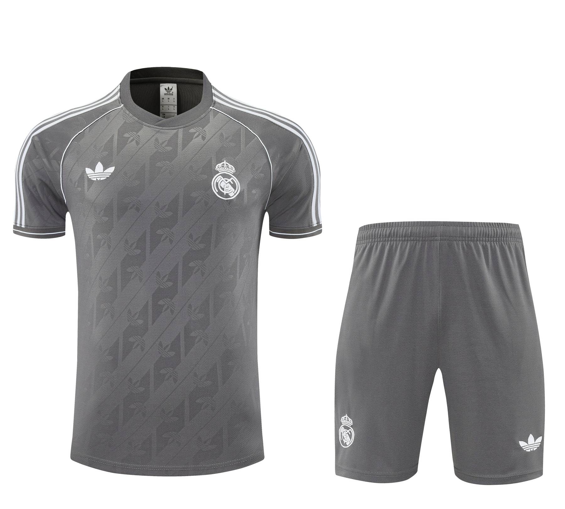 Kit de Treino Real Madrid Masculino 25/26 Cinza e Branco