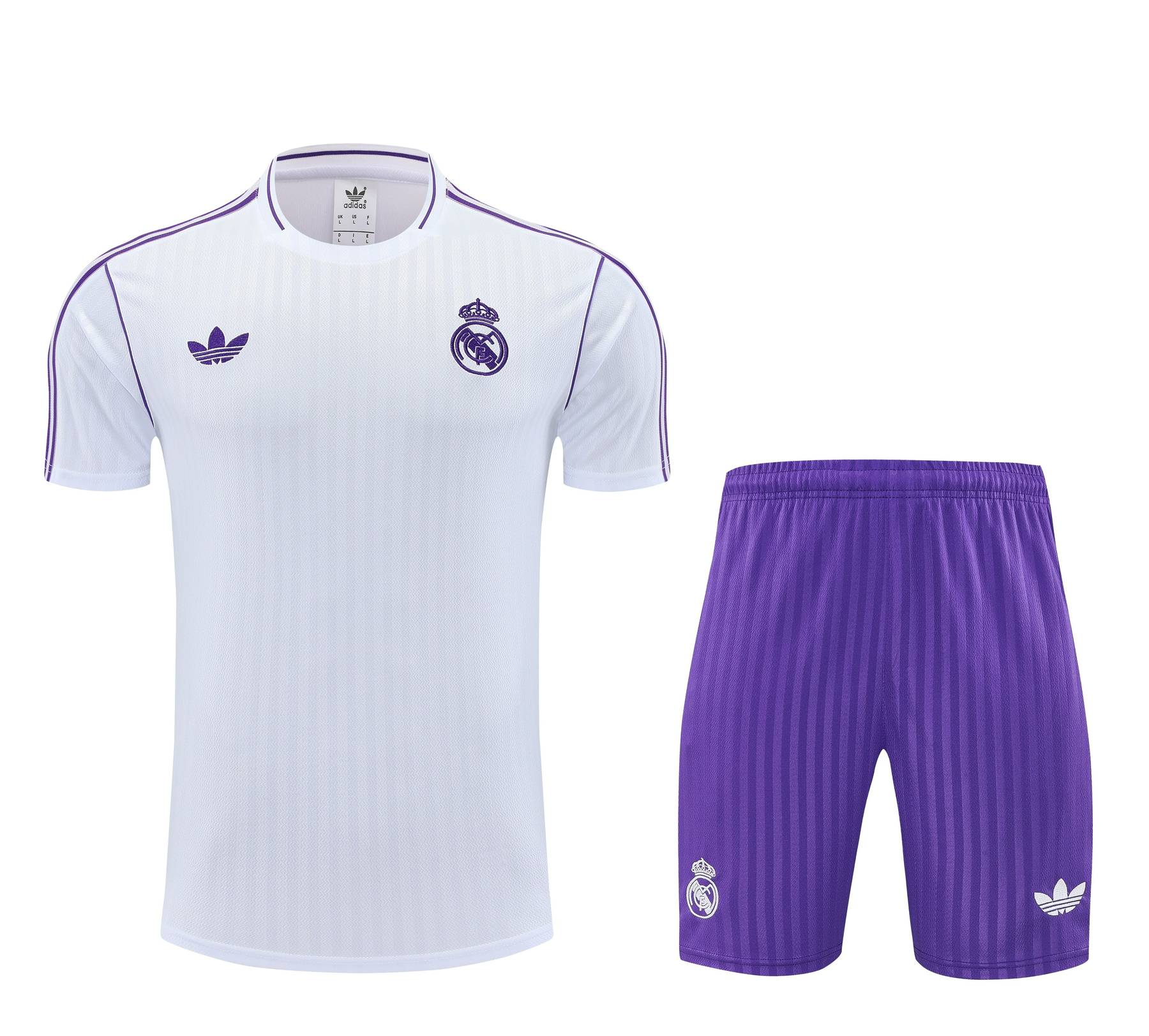Kit de Treino Real Madrid Masculino 25/26 Torcedor Branco e Roxo