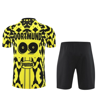 Kit de Treino do Borussia Dortmund 2024-2025 Amarelo com Grafismos Pretos 02