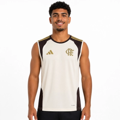 Colete de Treino Branco e Dourado do Flamengo 2026-2027 01