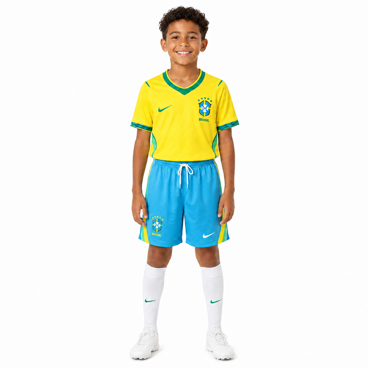 Kit Infantil Home do Brasil 2026 Amarelo com Shorts