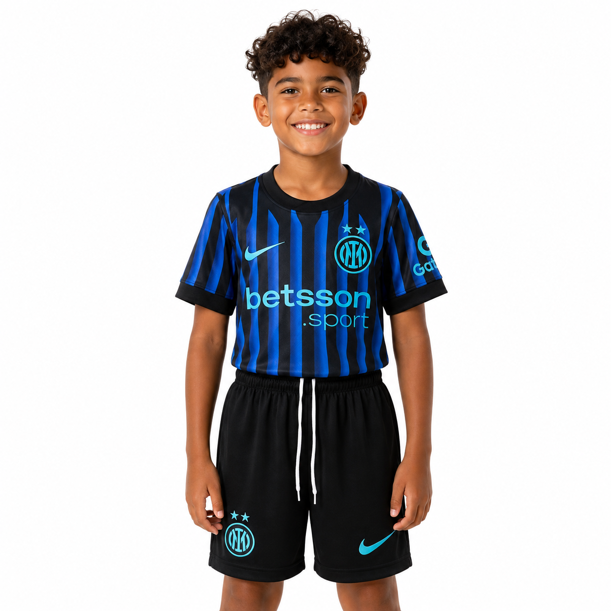 Kit Infantil Home Preto e Azul do Inter de Milão 2025/26
