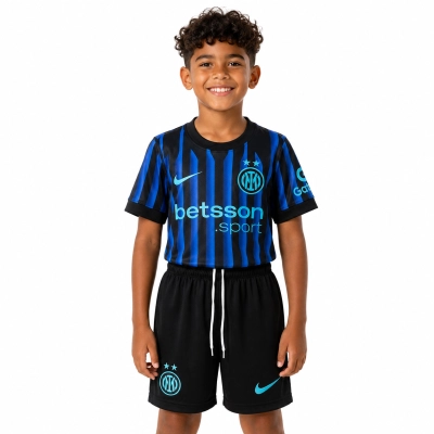 Kit Infantil Home Preto e Azul do Inter de Milão 2025/26 01
