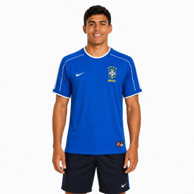 Camisa Retrô Away Azul do Brasil 1998 Sem Número 01