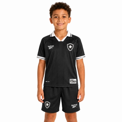 Kit Infantil Away do Botafogo 2025 Preto com Camisa e Shorts 01