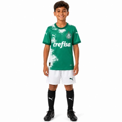 Kit Infantil Palmeiras 2024/25 Camisa Home Verde 01
