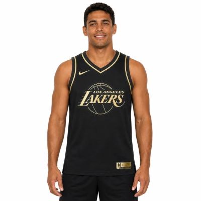 Regata Preta e Dourada do Los Angeles Lakers Dončić Nº 77 01
