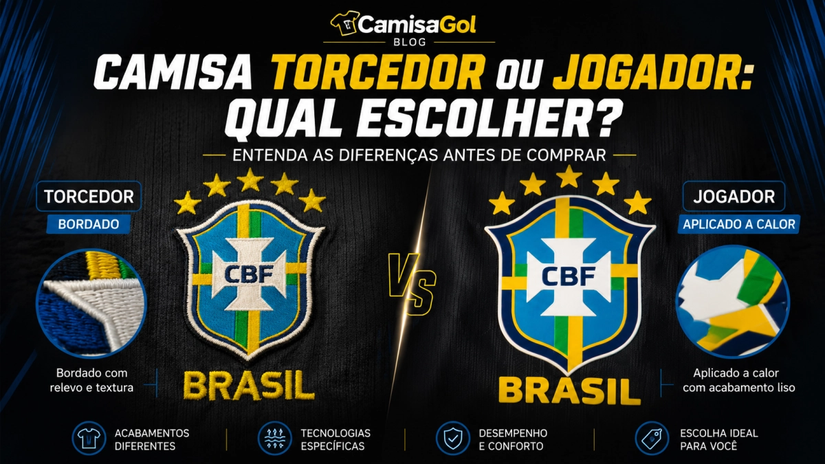 Camisa torcedor ou jogador: guia visual para escolher entre versão torcedor e versão jogador