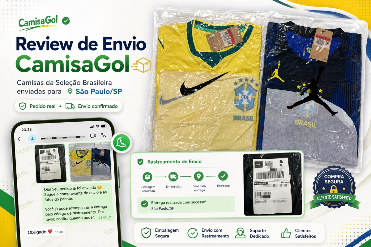 Review de Envio CamisaGol: Camisas da Seleção Brasileira enviadas para São Paulo/SP