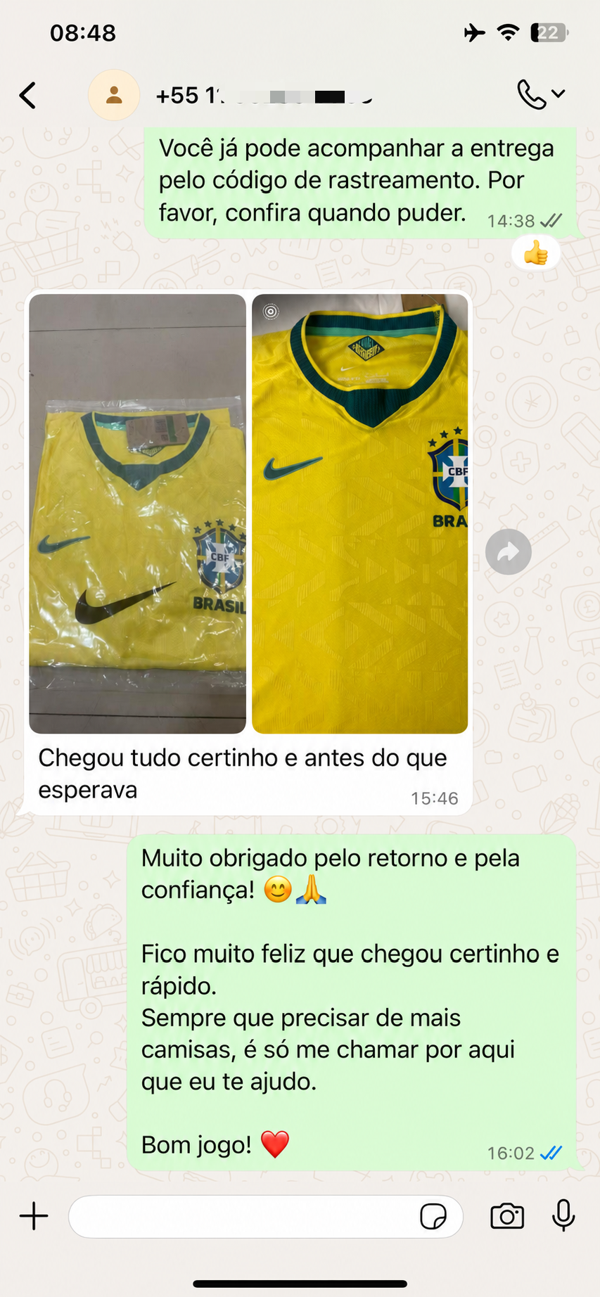 Feedback de cliente pelo WhatsApp