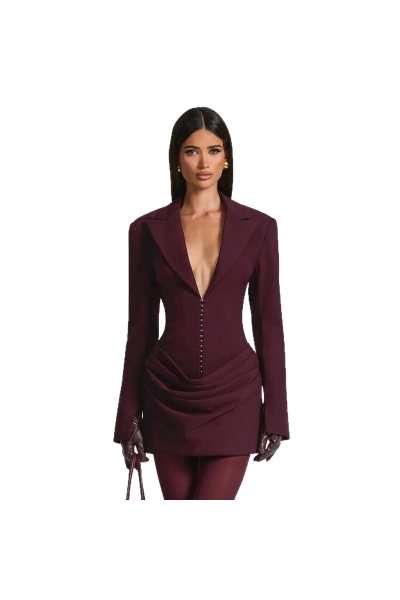 Women Blazer Style Corset Waist Mini Dress 01