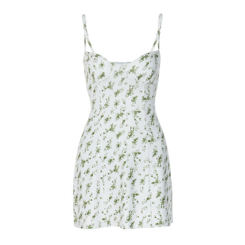 Women Floral Print Sweetheart Neck Cami Mini Dress