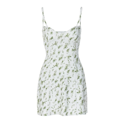 Women Floral Print Sweetheart Neck Cami Mini Dress 01