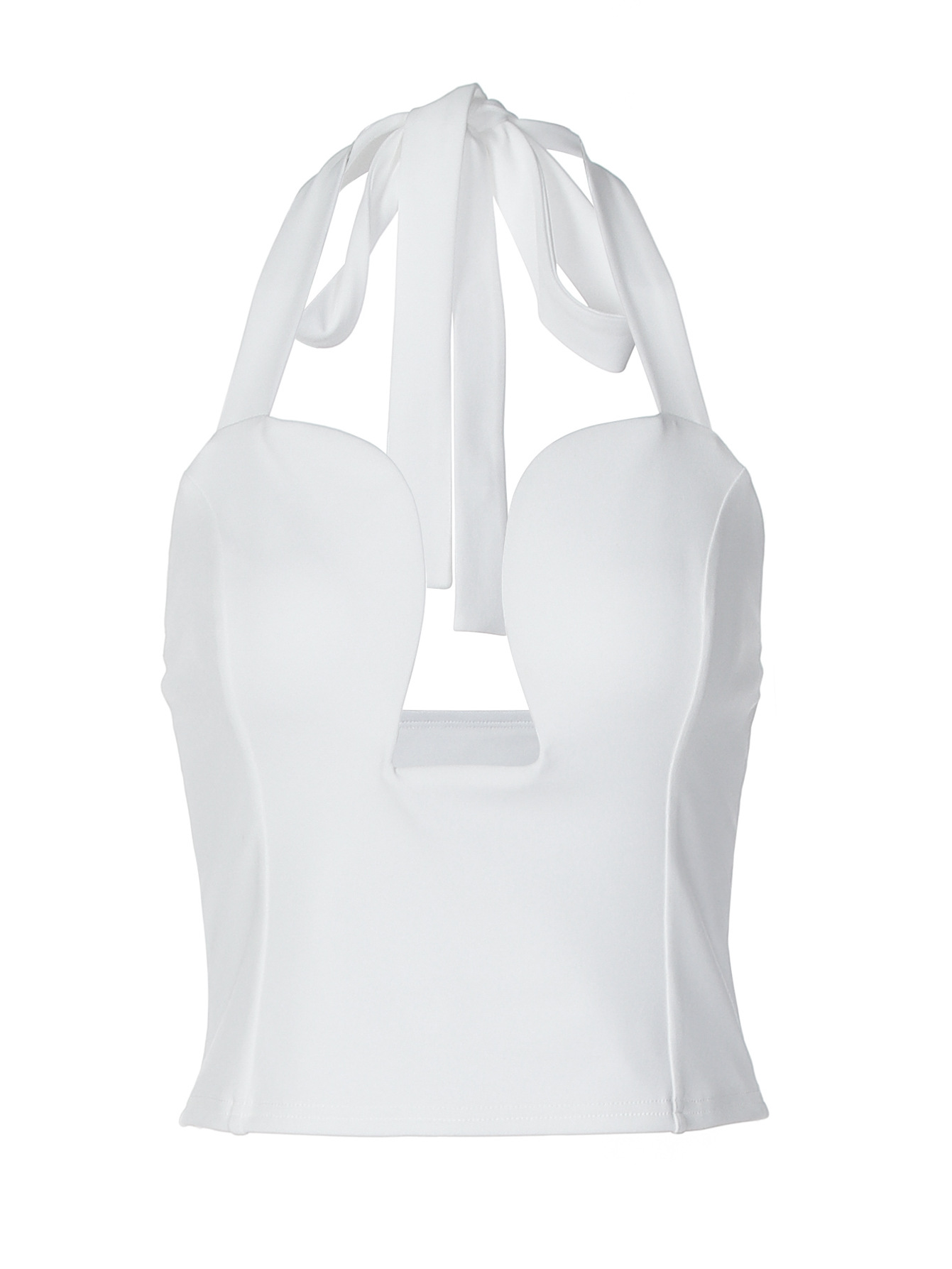 Women Halter Neck Cutout Corset Style Top