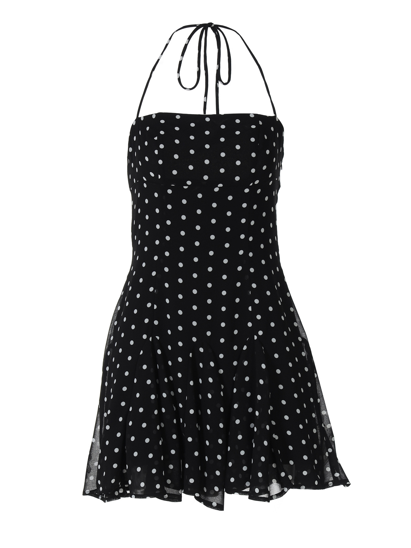 Women Polka Dot Halter Neck Flare Mini Dress