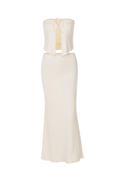 Women Strapless Cutout Top and Maxi Skirt Set 01