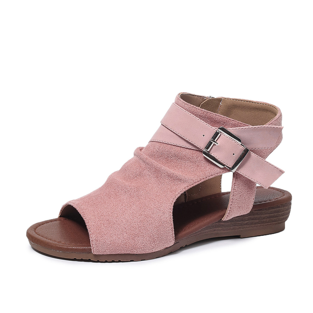 Women Peep Toe Buckle Wedge Sandals