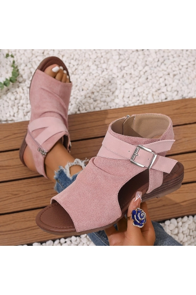 Women Peep Toe Buckle Wedge Sandals 02