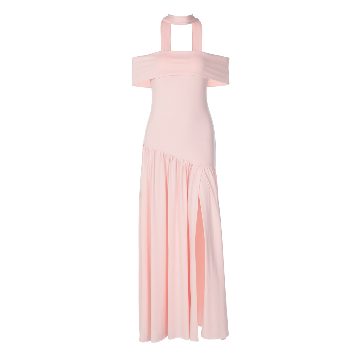 Women Off Shoulder Choker Slit Maxi Dress