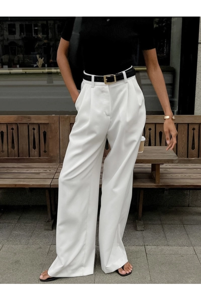 Women High Waist Pleated Wide Leg Trousers 01