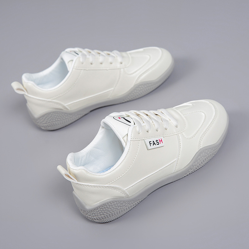 Women Leather Lace Up Soft Sole Casual Sneakers