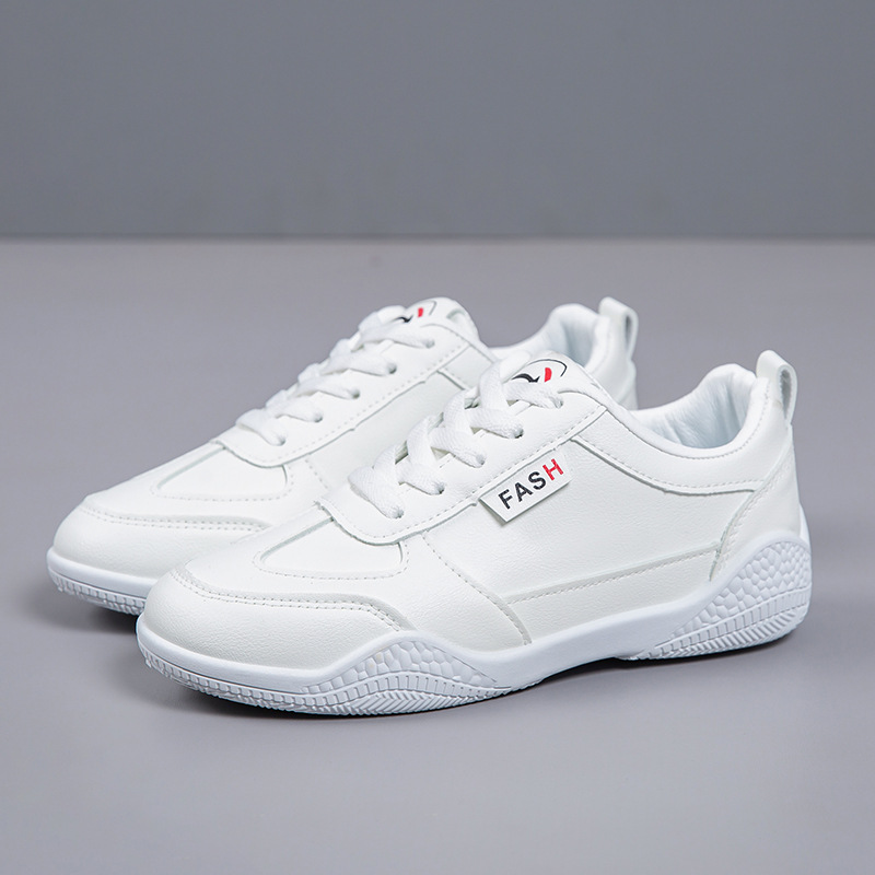 Women Leather Lace Up Soft Sole Casual Sneakers