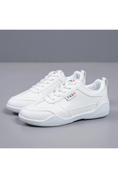 Women Leather Lace Up Soft Sole Casual Sneakers 02