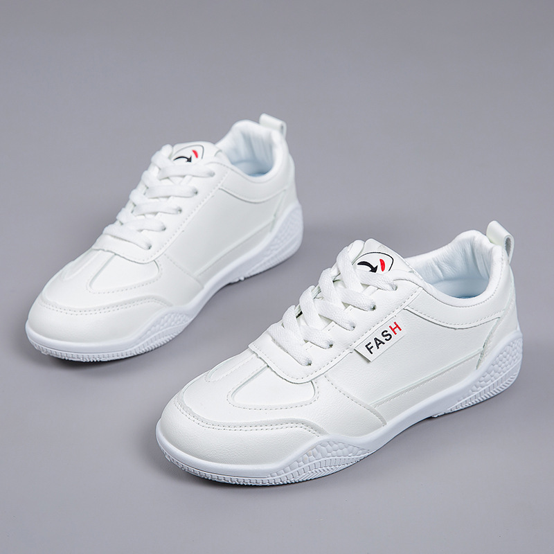 Women Leather Lace Up Soft Sole Casual Sneakers