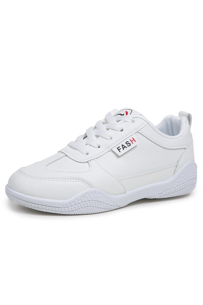 Women Leather Lace Up Soft Sole Casual Sneakers 01