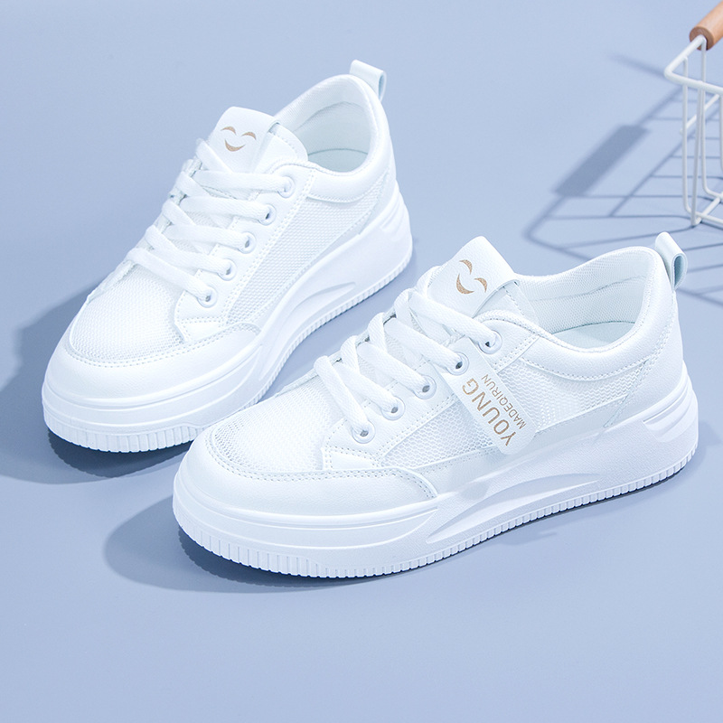 Women Breathable Mesh Platform White Casual Sneakers