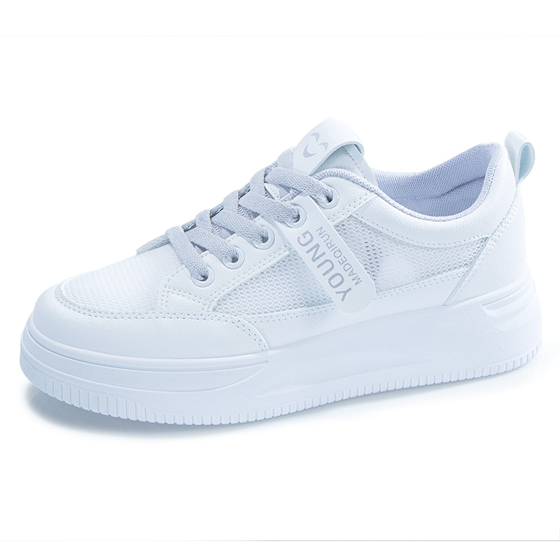 Women Breathable Mesh Platform White Casual Sneakers