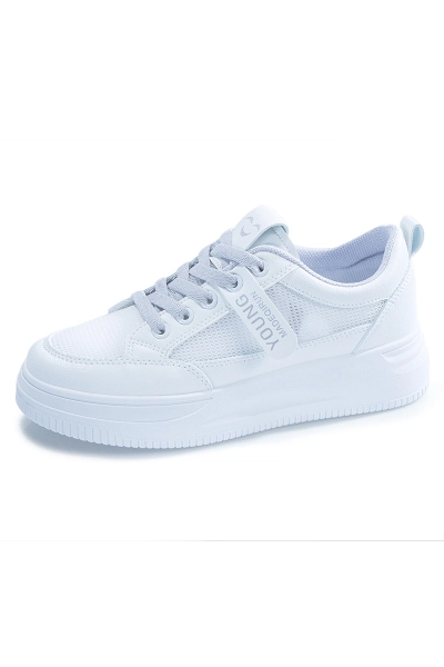 Women Breathable Mesh Platform White Casual Sneakers 01