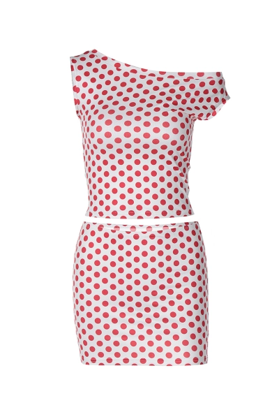 Women Polka Dot Off Shoulder Top and Mini Skirt Set 01