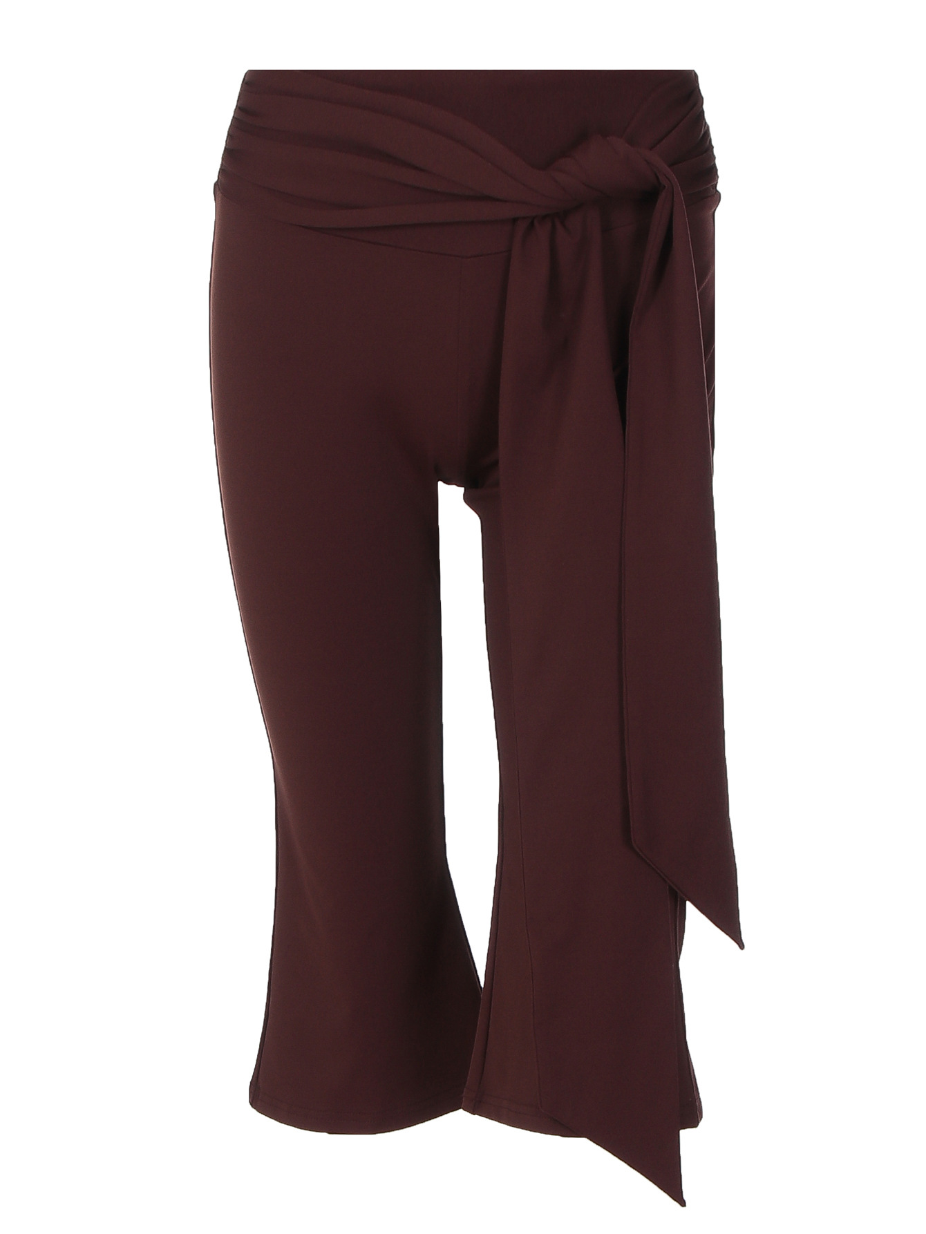 Women Waist Tie Flare Cropped Capri Pants