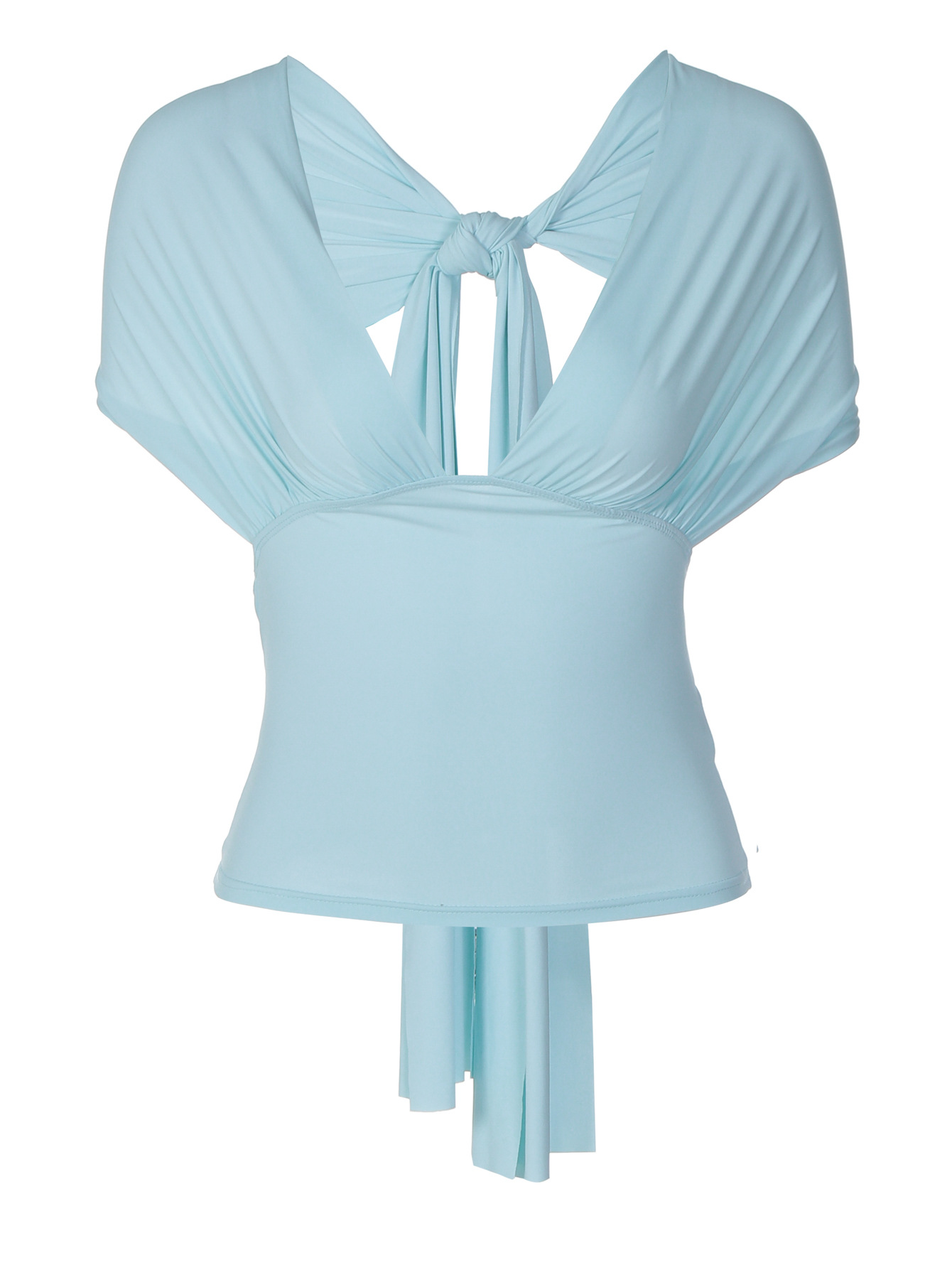 Women Off Shoulder Tie Back Ruched Crop Top