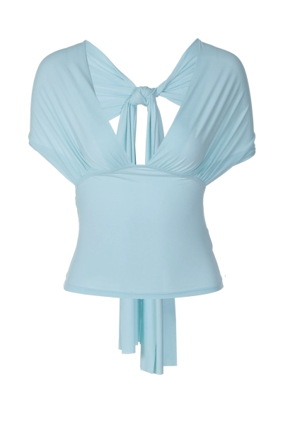 Women Off Shoulder Tie Back Ruched Crop Top 01