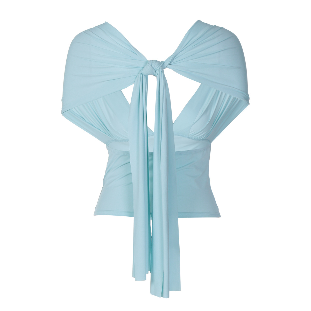 Women Off Shoulder Tie Back Ruched Crop Top