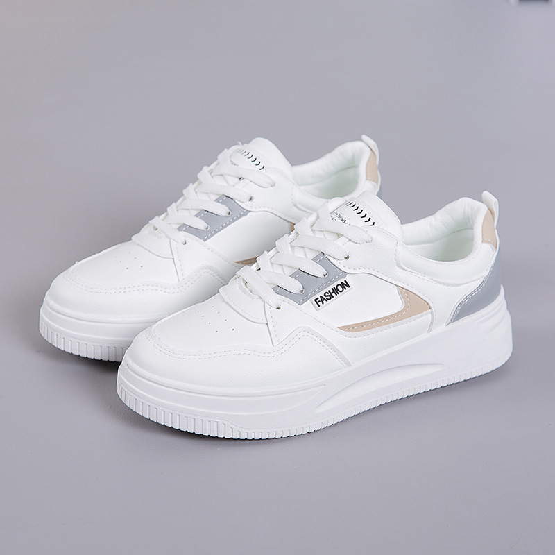 Women Color Block Platform Lace Up White Sneakers